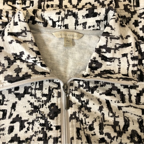 NEW - LAURA ASHLEY - Cotton Blend Gray & Black Full Zip Lightweight Jacket - MP - Picture 3 of 9